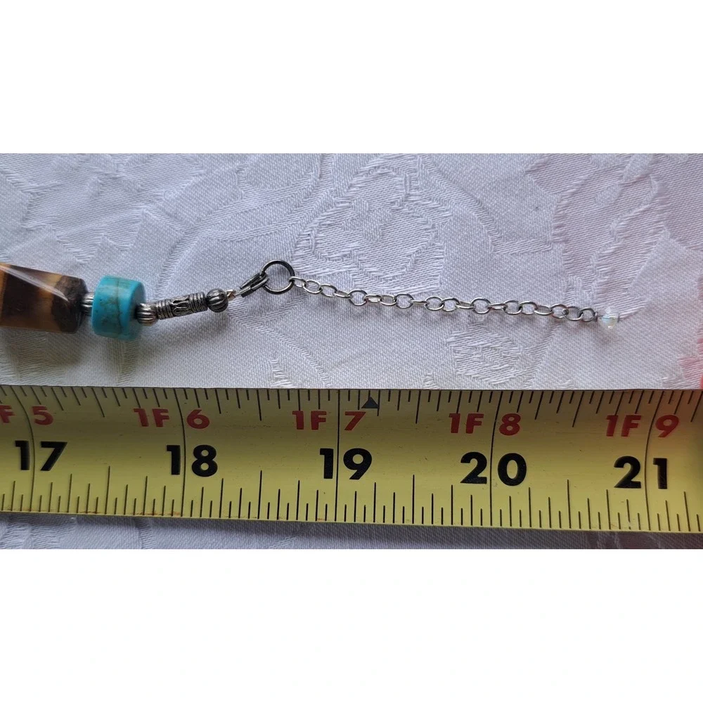 Fashion Jewelry Set Necklace Earrings Tiger Eye Turquoise Howlite Adjustable